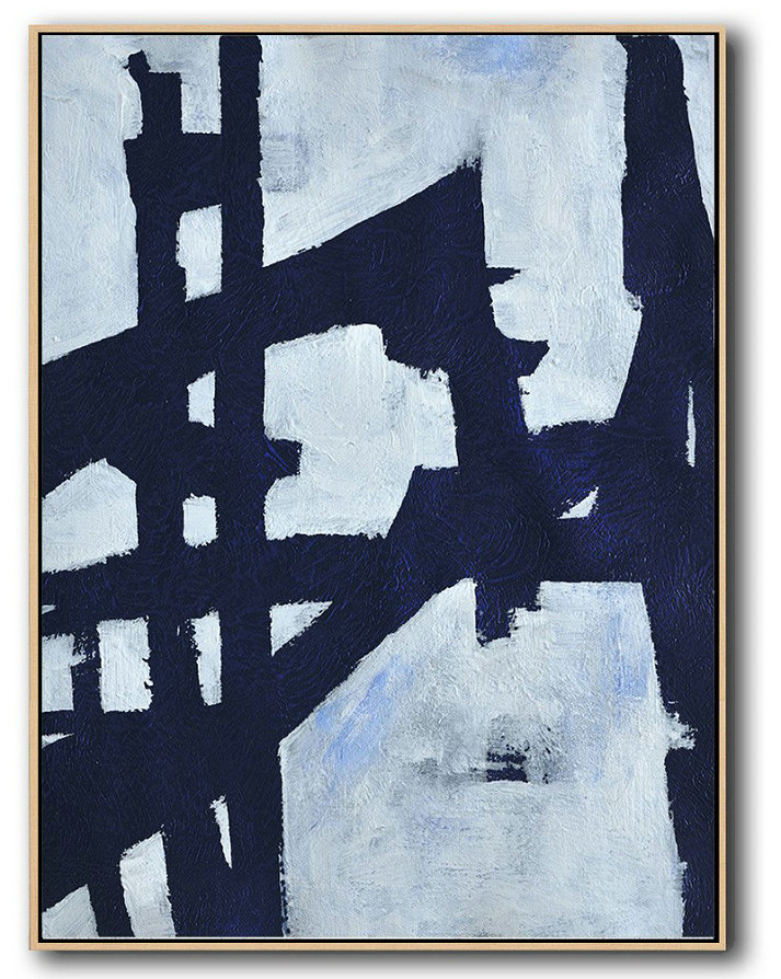 Buy Hand Painted Navy Blue Abstract Painting Online,Large Canvas Art #K1L8